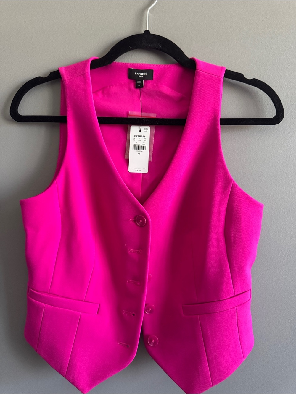 Express Women's Bright Fuchsia Tailored Vest